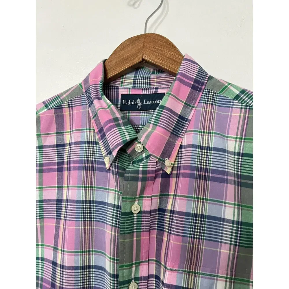 Ralph Lauren Mens Plaid Long Sleeve Button Up Shirt Size L‎ Preppy Church Office